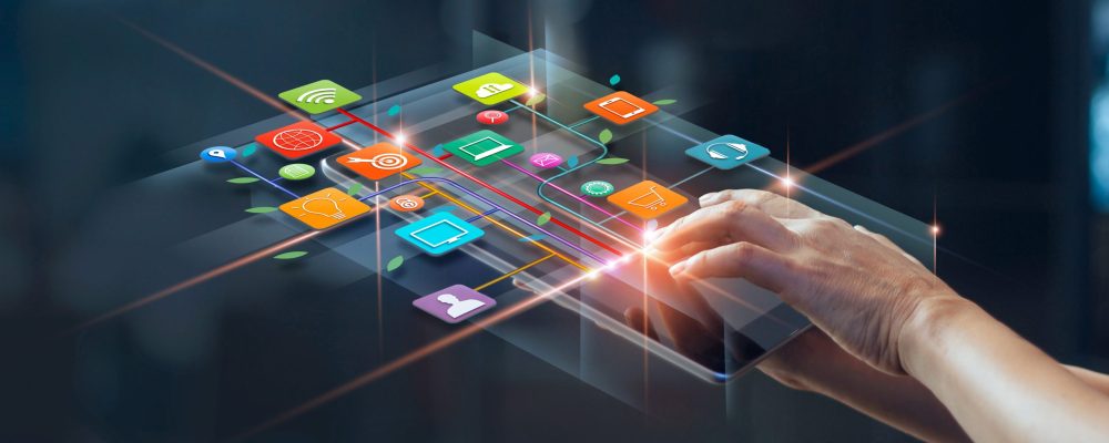 Hands using mobile payments, Digital marketing. Banking network. Hands using mobile payments, Digital marketing. Banking network. Online shopping and icon customer networking connection on virtual screen, Business technology concept